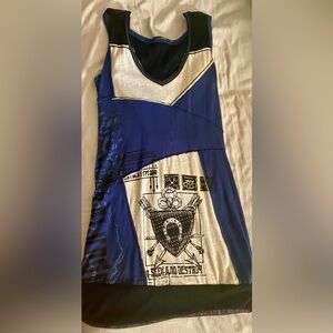 Salvage Brand Blue & White Sleeveless Tunic Top / Dress w/ Hoodie